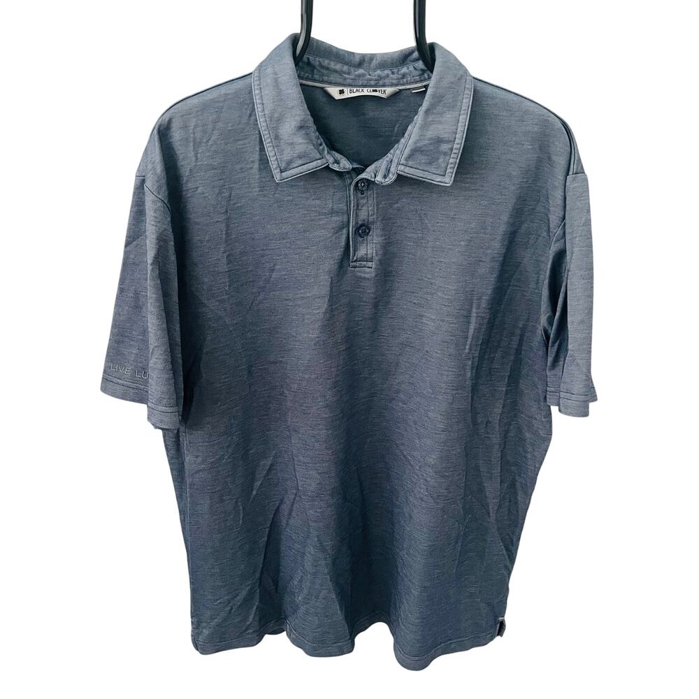 Black Clover Live Lucky Polo Men’s XL Gray Heather Performance Golf Shirt